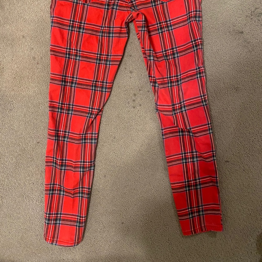 plaid red and green pants